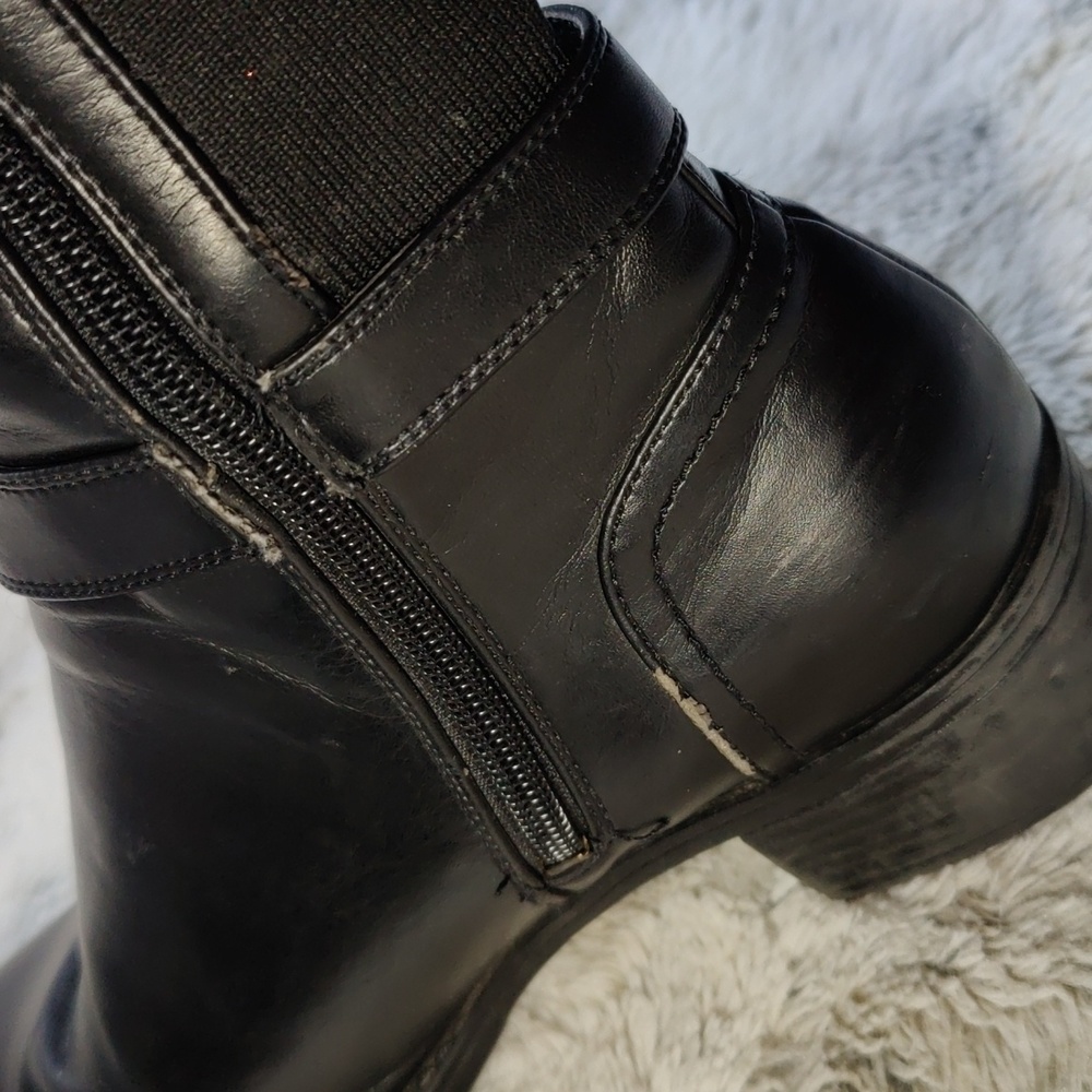 Franco Sarto Women's All Black Faux Leather and Fabric Long Boots Size 7.5M - Picture 7 of 16
